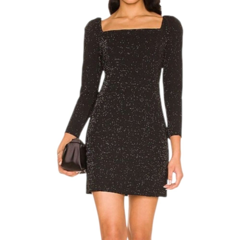 1. State Metallic‎ Black Stretch Boat Neck Long Sleeve Party Cocktail Dress XXL
